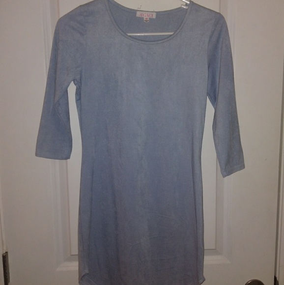 SOLD Faux Suede Curved Hem Dress - Picture 5 of 8